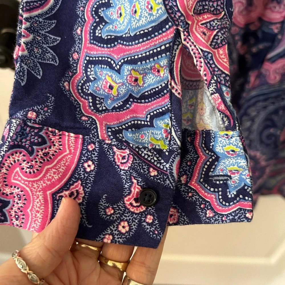Lauren Ralph Lauren Blue Paisley Pajama Shirt